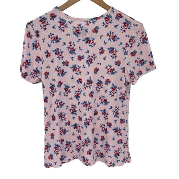 Revolve Plush Floral Micro Waffle Knit 2 Piece Pajama Set Women Medium Pink - Picture 5 of 10